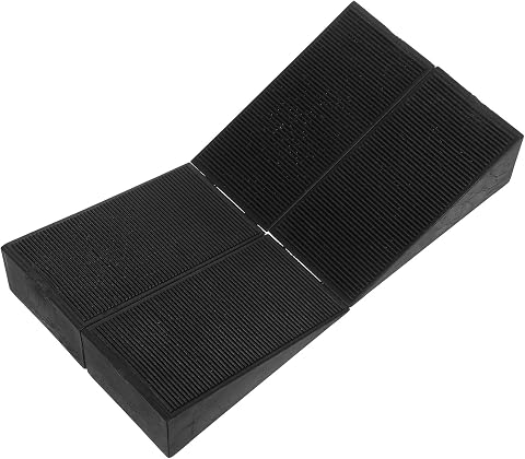 SHINEOFI 4 Pezzi Cunei Fermaruota Antiscivolo in Gomma per Camper e Auto, Blocchi Stabili per Garages e Soste Stradali, Supporto Robusto per Ruote di Veicoli