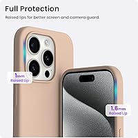 Vista 79 de ORNARTO Funda compatible con iPhone 15 Pro de 6.1 pulgadas, silicona líquida de 3 capas cubierta completa de goma de gel suave, funda protectora