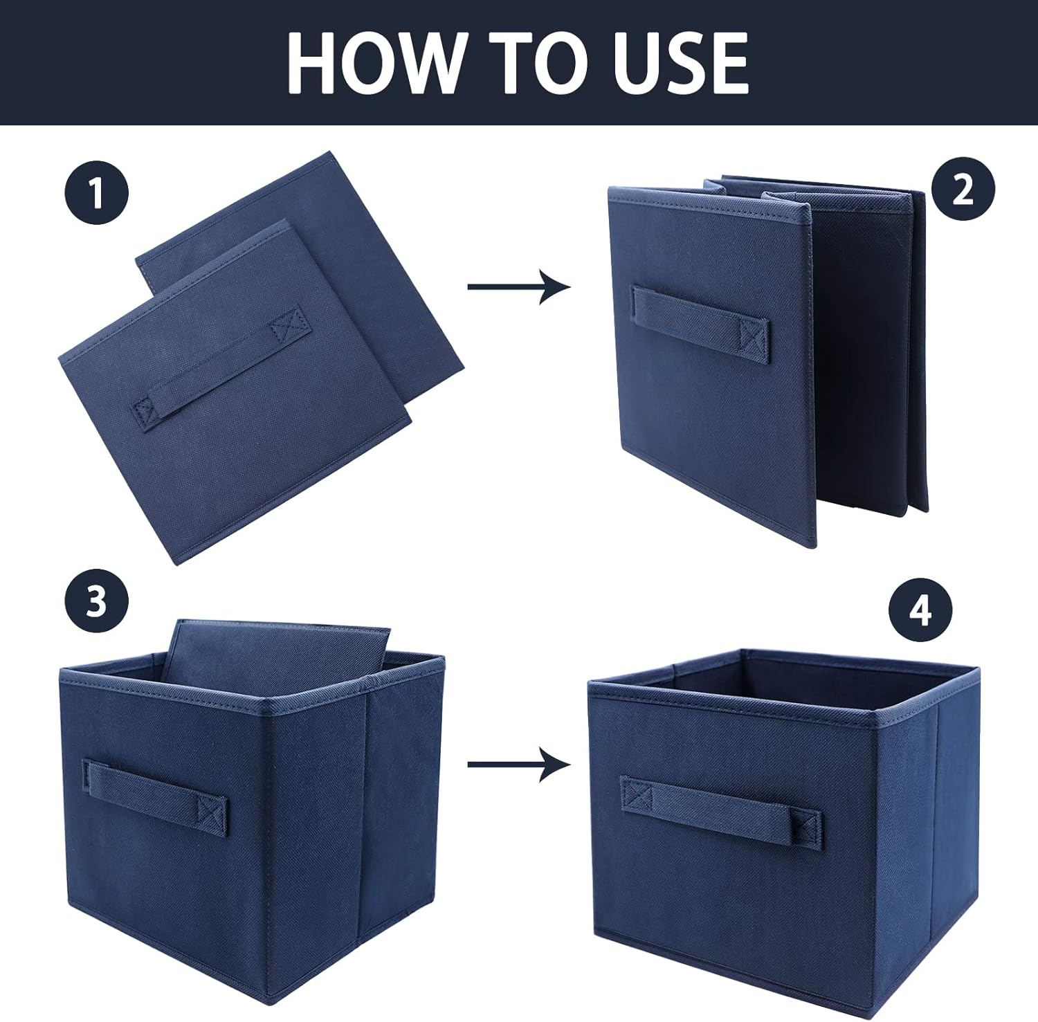 EBIGIC Small Storage Bins,Collapsible Fabric Storage Organizer 9.0"x7.5"x7.5" 6 Pack,Mini Storage Box,fit for closet, living room, bookshelf, Kids clothes and toys storage and organization Blue…