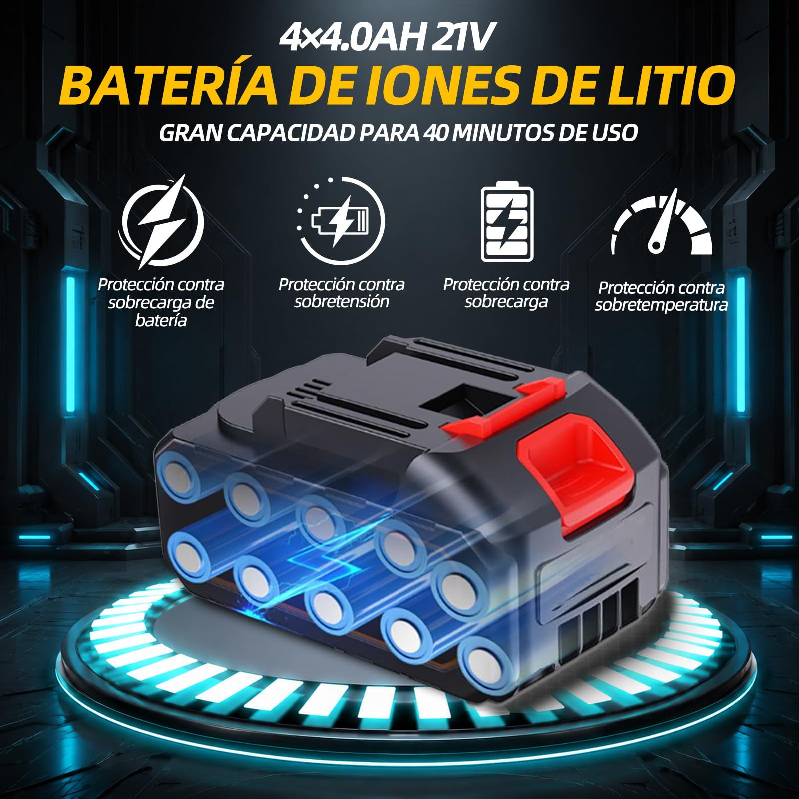 Motosierra eléctrica portátil, batería sin escobillas de 2200 W, lubricación automática de la cadena y freno de cadena, adecuado para trabajos forestales y de madera.