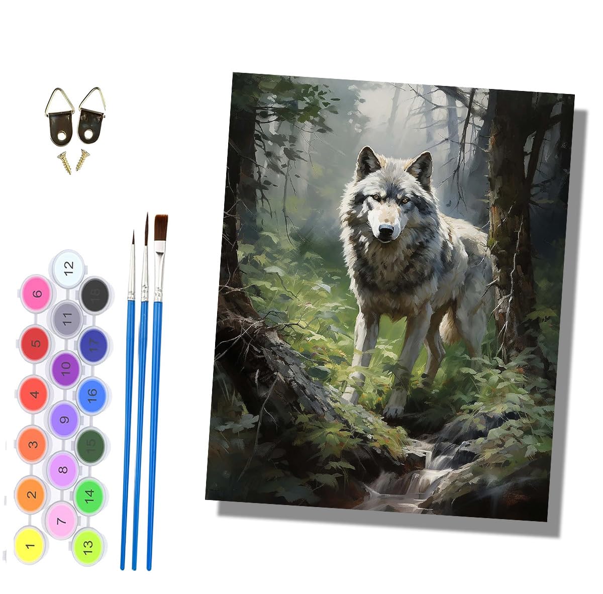 HONGPZH Paint by Numbers for Adults and Beginner Painting by Number Without Frame Oil Paintings on Canvas House Wall Decor 16x20in Wolves in the Forest - 2