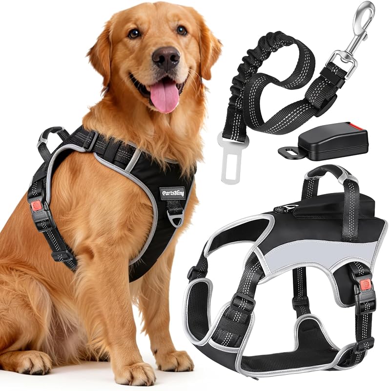 Cinto de Segurança para Cães com Peitoral Ajustável PartsBling, Nylon 900D, Tamanho L