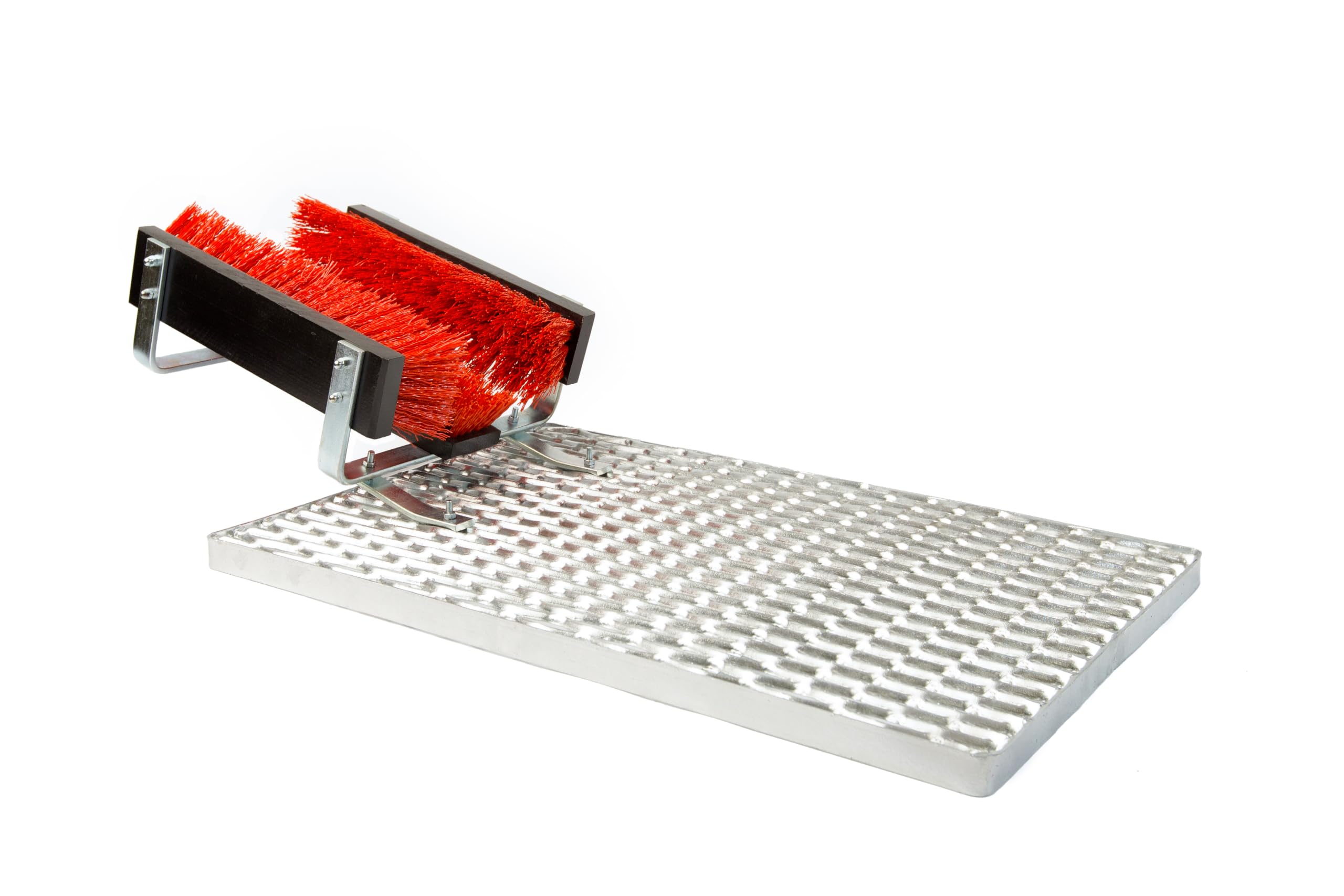 Schuhabstreifer Außenbereich mit 3 Bürsten – Robuster Fußabtreter aus Stahl, Schuhreiniger für Starke Verschmutzungen, rutschfest, ohne Bohren, ideal für Baustelle, Werkstatt & Eingang