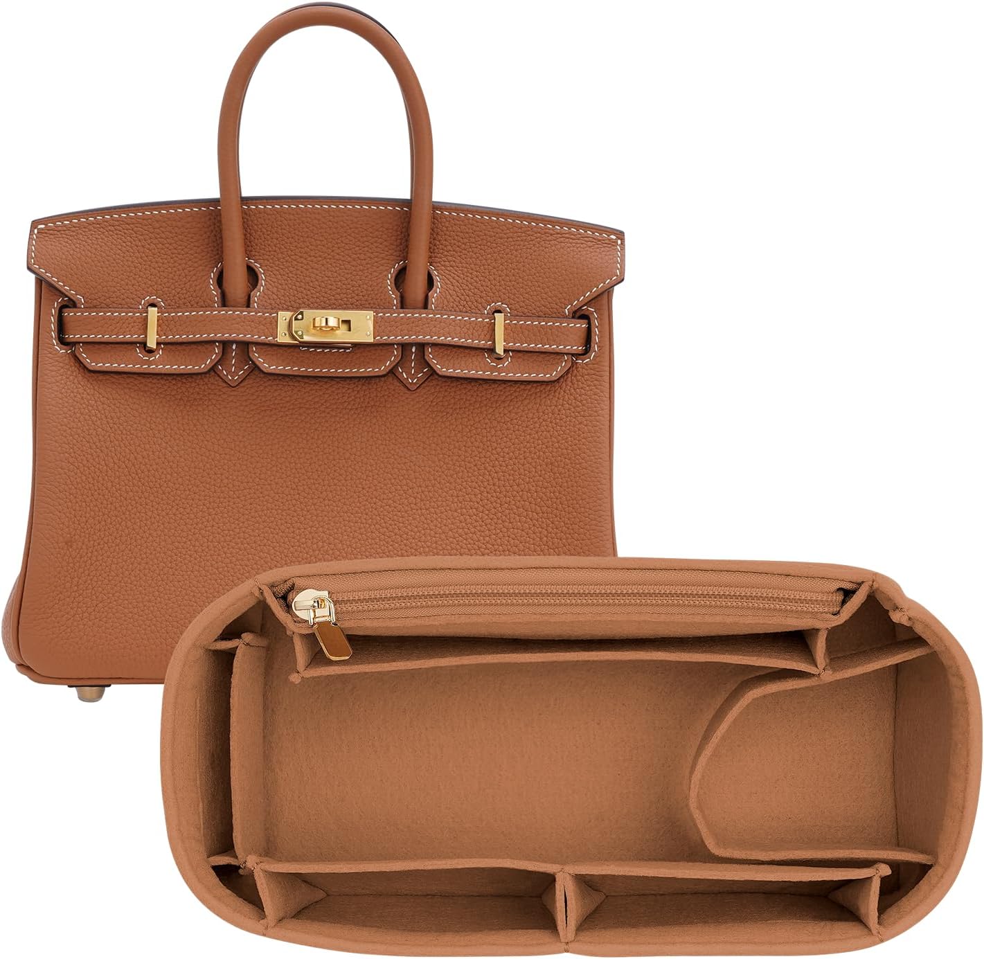 DOIAPUOS DOIAPUOS Premium Felt Handbag Organizer Insert for Birkin 35 Bag Scratch Protection Safeguard (EarthColor, BK35)