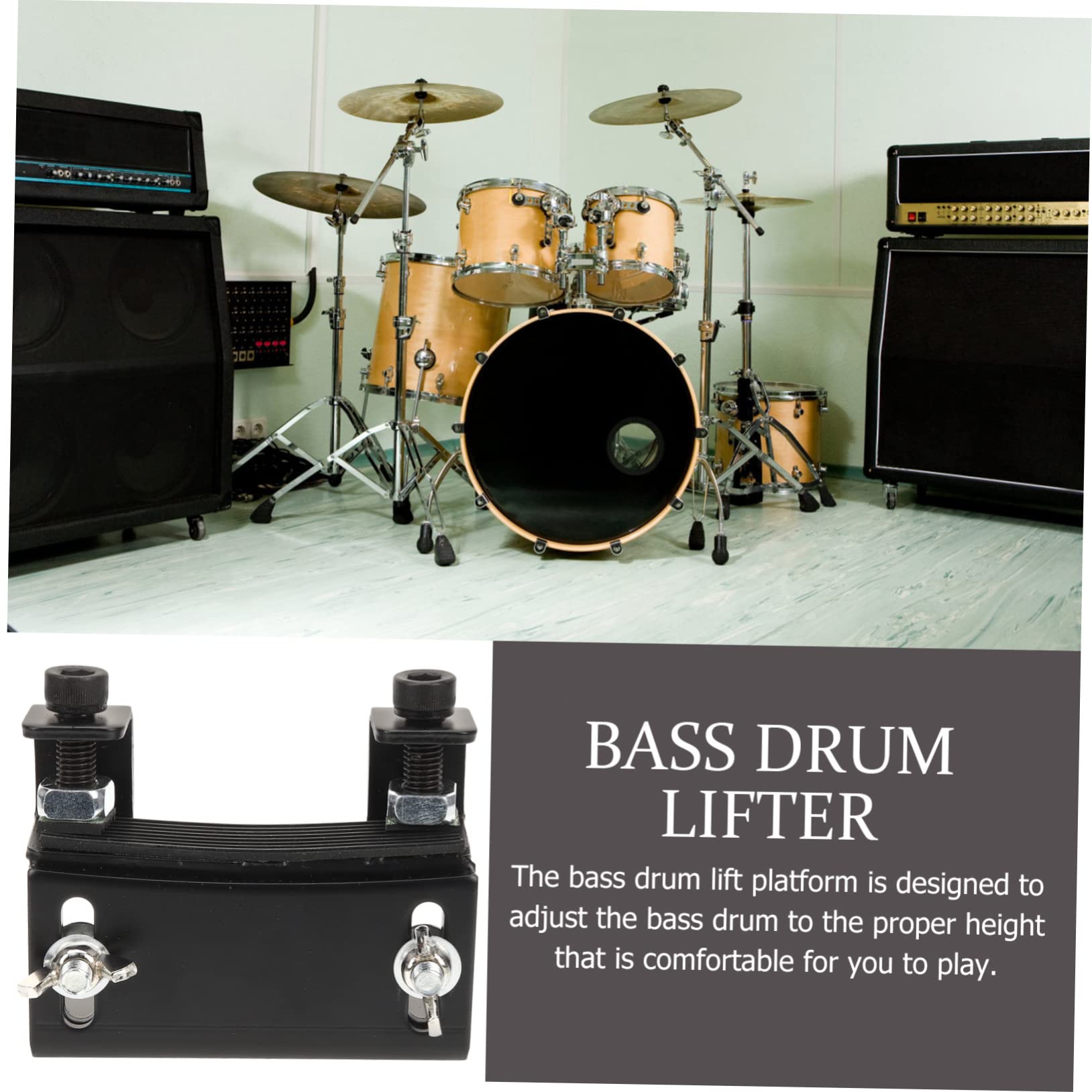 Bassdrum Plattformheber aus Metall für Höhenanpassung Schwarz