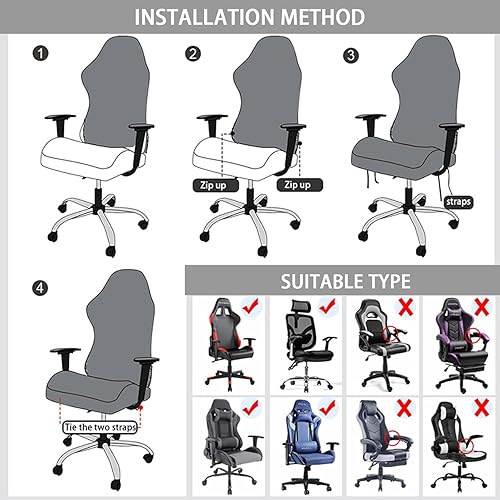 Miniatura 8 de Funda impermeable para silla de juegos, a prueba de arañazos, elástica, cómoda, con reposabrazos, funda transpirable para sillas altas de respaldo