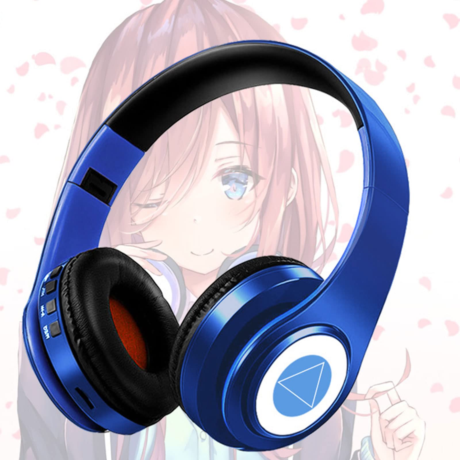 Nakano Miku Casque Bluetooth sans fil Les Quintessential Quintuplets Cosplay Nakano Miku Casque supra-auriculaire avec microphone intégré pour téléphones portables, Type a, 1