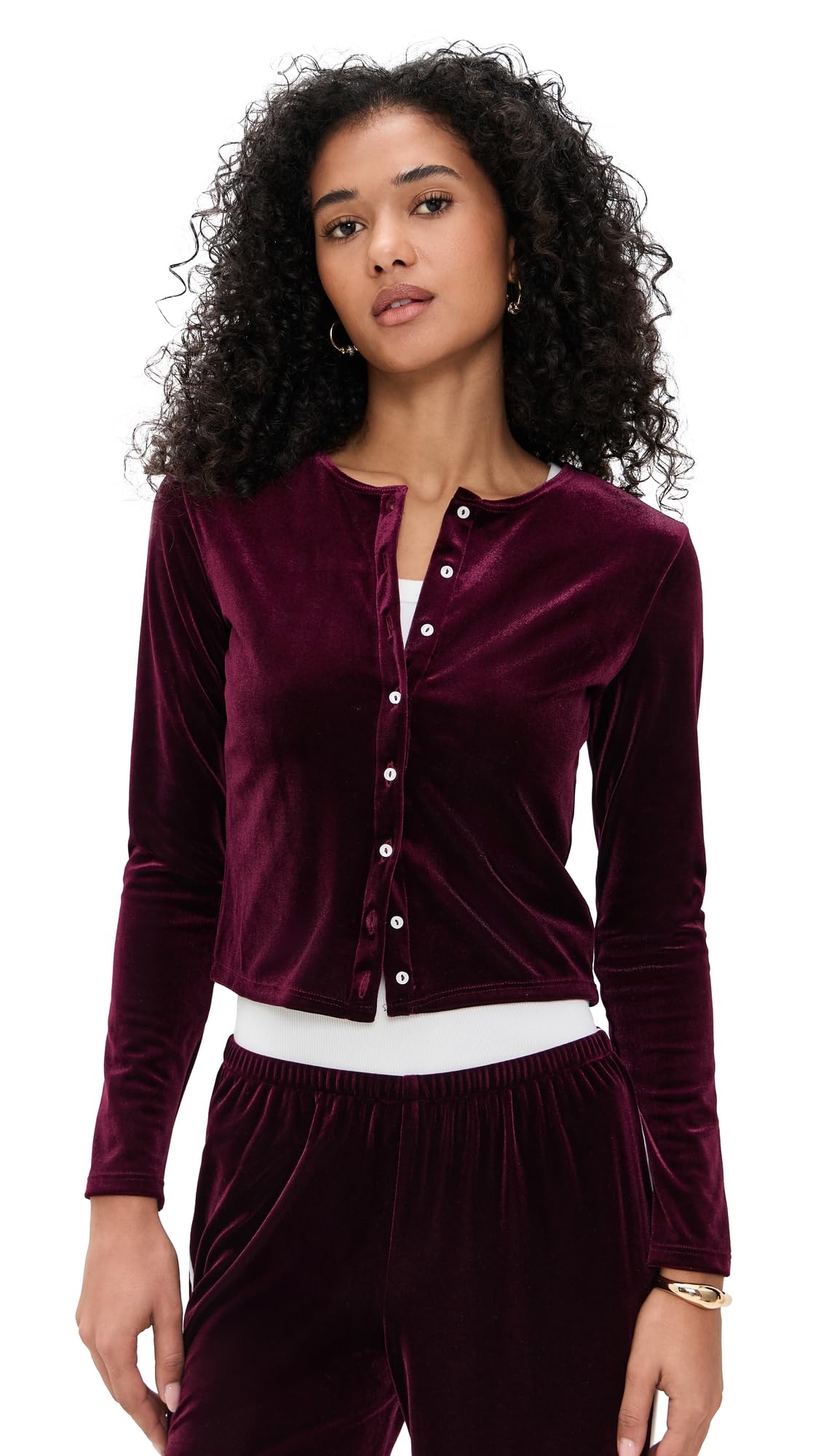 LE BOP Womens Eloise Velvet Cardigan