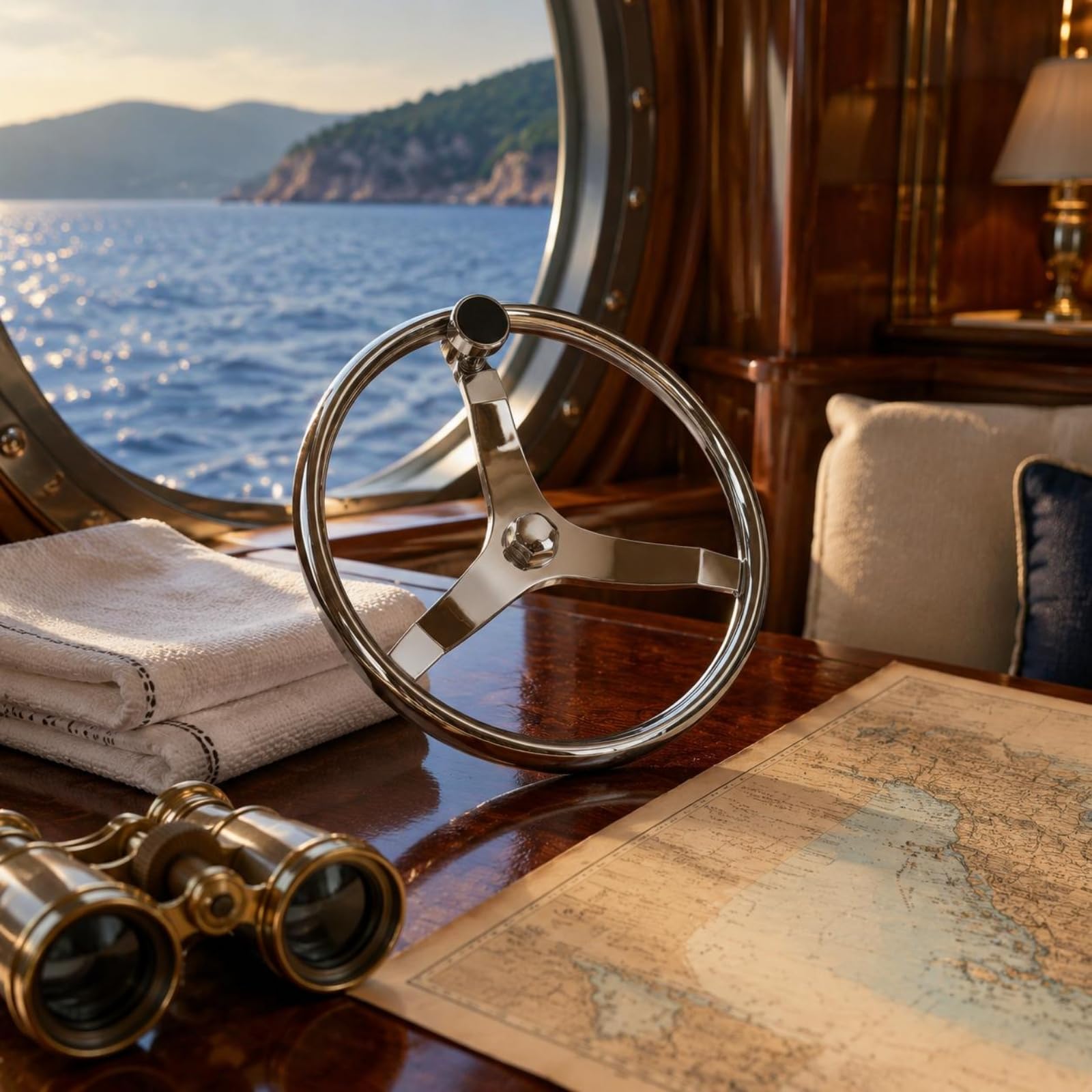 Volante Nautico Barca Timone Acciaio Inox Ruota Timoneria Sensazione Solida Aspetto Brillante Sterzo Confortevole Viaggi, style to 2