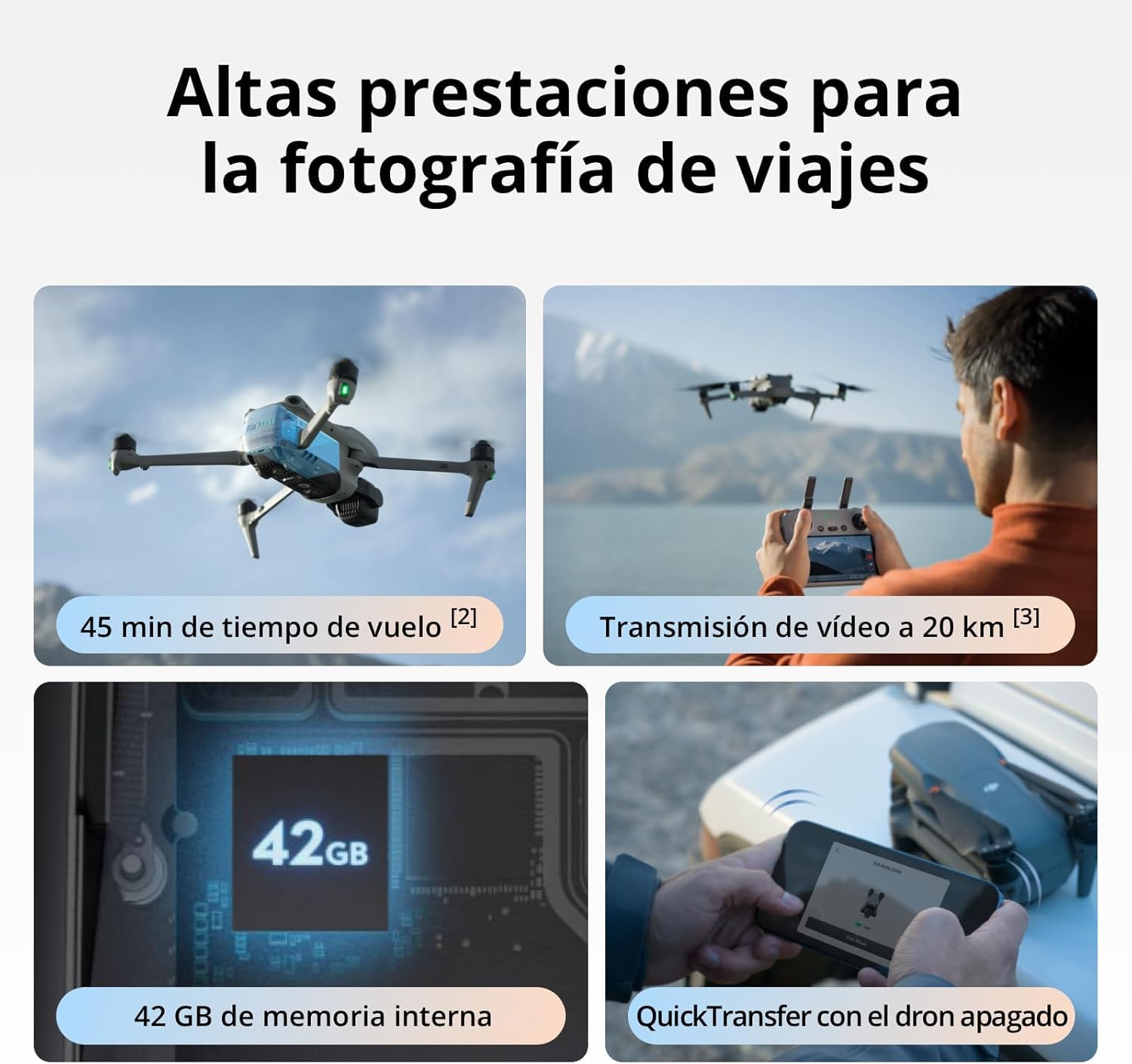 Combo DJI Air 3S Fly More (RC-N3) Bundle, Dron Con Cámara CMOS de 1» Gran Angular y Teleobjetivo Medio, Vídeo HDR 4K/60fps, Detección Omnidireccional de Obstáculos por la Noche y 3 Baterías.