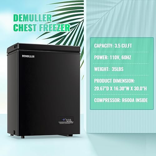 Miniatura 9 de Congelador de pecho pequeño con cesta extraíble, congelador compacto con panel de control digital rangos de temperatura de -12  a 50 , mini