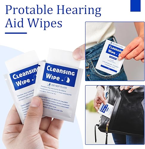 Miniatura 4 de Heigble 250 toallitas de limpieza para audífonos de 5.51 x 7.87 pulgadas, toallitas de limpieza envueltas individualmente para audífonos,