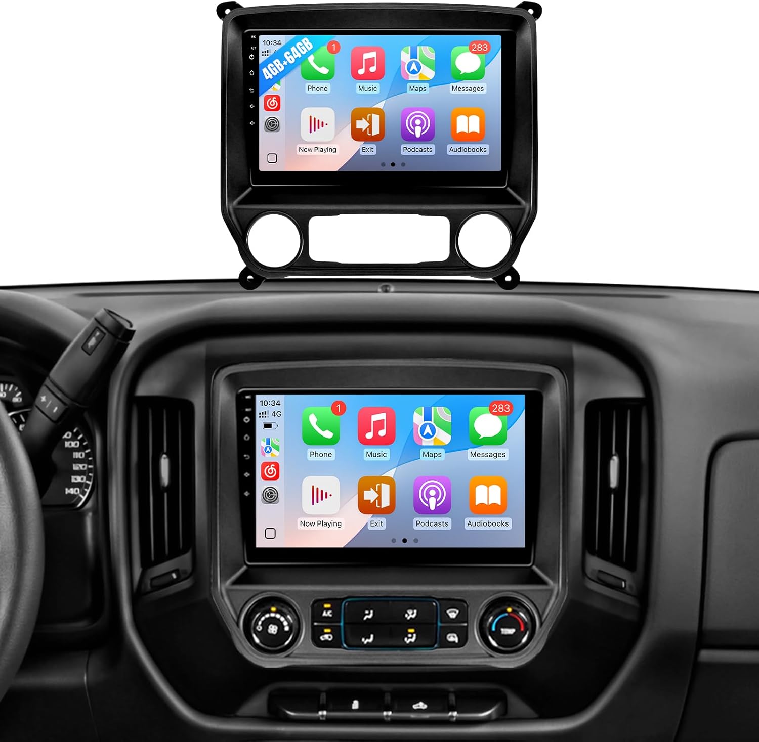 Leadfan 64G Car Radio for (Non Bose System) Chevy Silverado GMC Sierra 2014 2015 2016 2017 2018 Stereo,with Carplay Android Auto,GPS Bluetooth Backup Camera (9IN, 4+64)