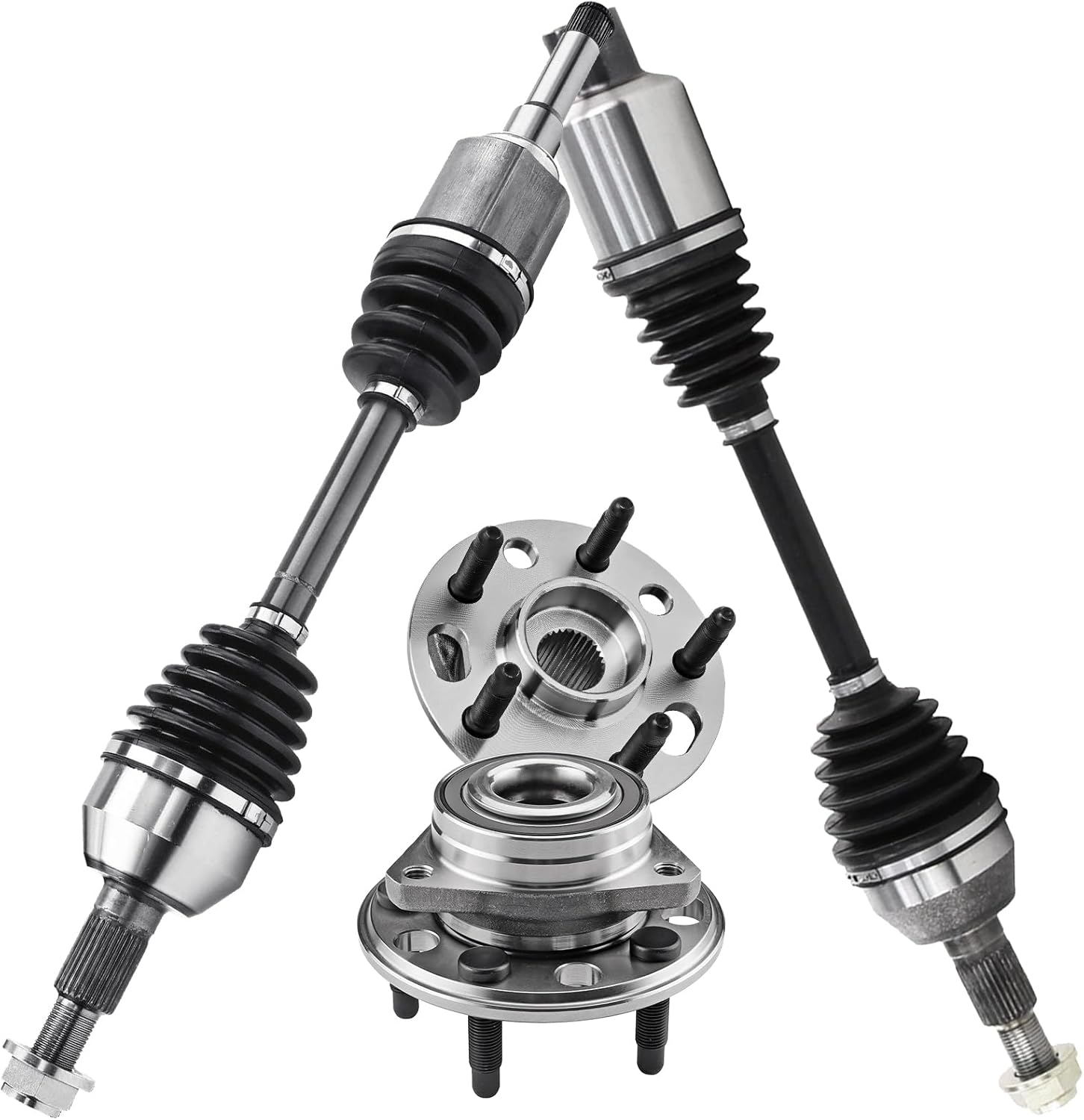 [2.4L] Front CV Axle and Wheel Bearing Hub Kit for 2010 2011 2012 2013 2014 2015 2016 2017 Chevrolet Equinox GMC Terrain, Replacement Assembly, 513288 60-1557 60-1558