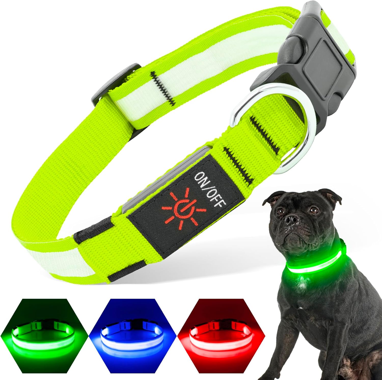 PZRLit Light Up Dog Collars, LED Dog Collar Rechargeable
