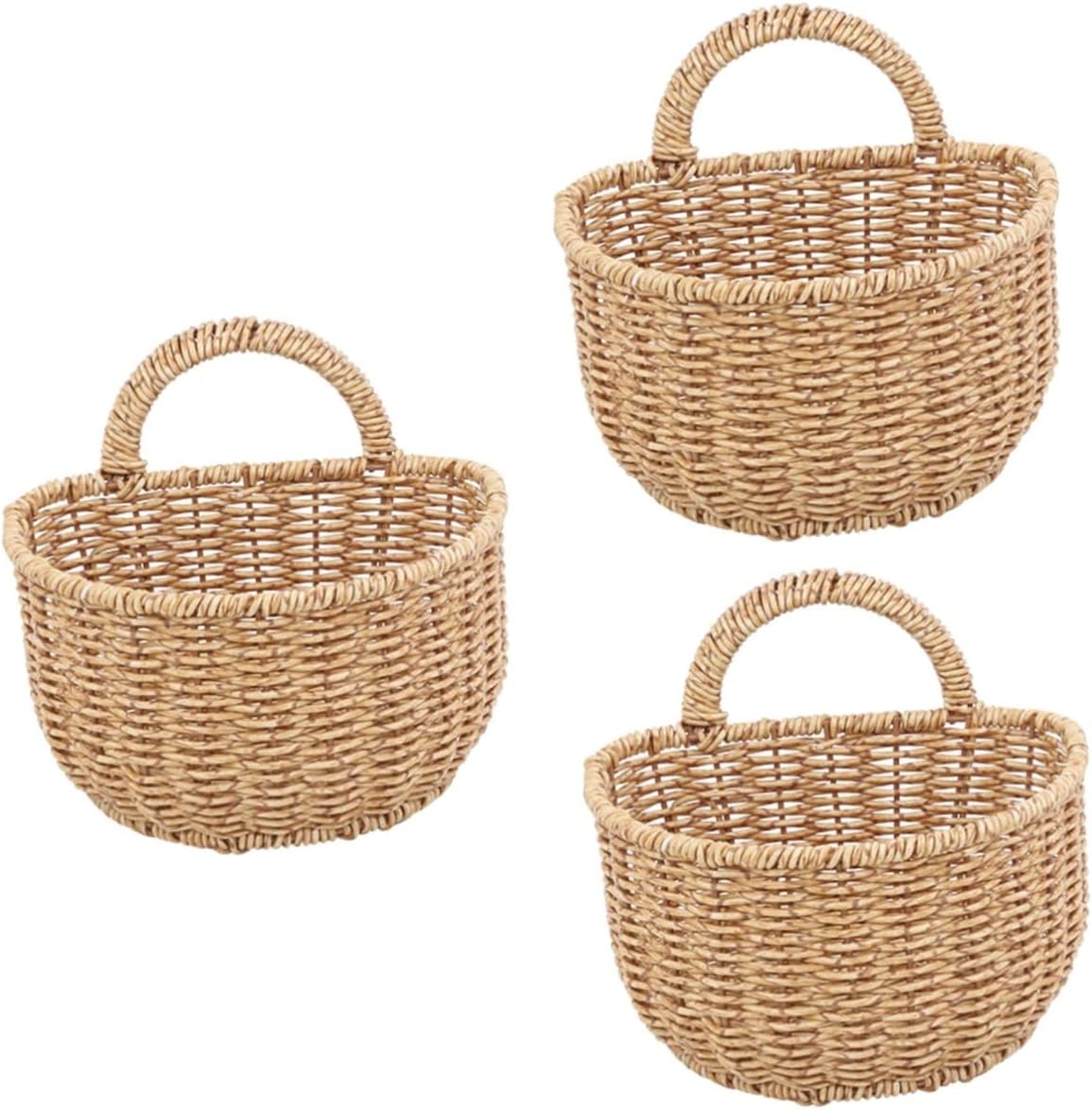 つる編み収納バスケット、トイレットペーパー収納バスケット、3個編み収納バスケット壁バスケット収納織くずかごキッチン収納バスケット雑貨