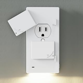 Wall Plates with LED Nightlight - Auto On/Off Sensor, ULG Plug Covers for Electrical Outlets, Brightness Adjustable Outlet Wall Plate Cover, Outlet Covers Baby Proofing for Duplex Outlets - 2/Pack