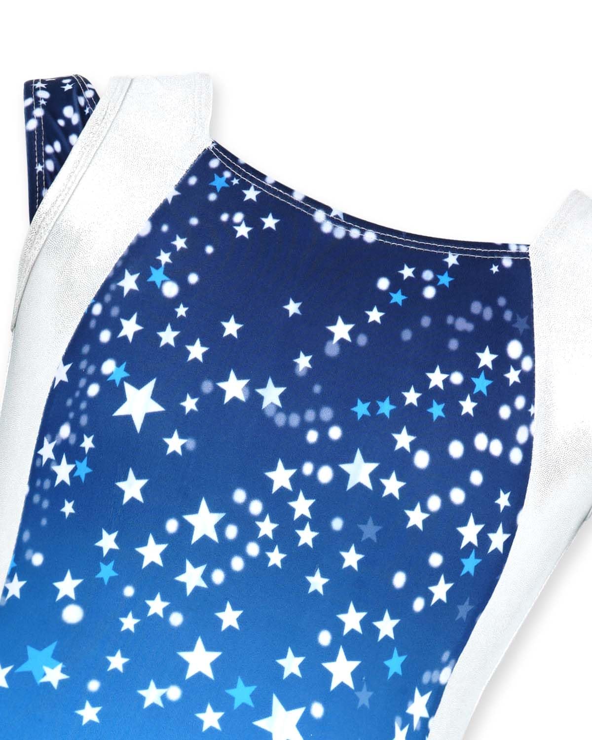 Gogokids - Set da ginnastica in 3 pezzi, con scollo a Y, senza maniche, con pantaloncini e fascia, con motivo a blocchi di colore blu e viola, 3-12 anni