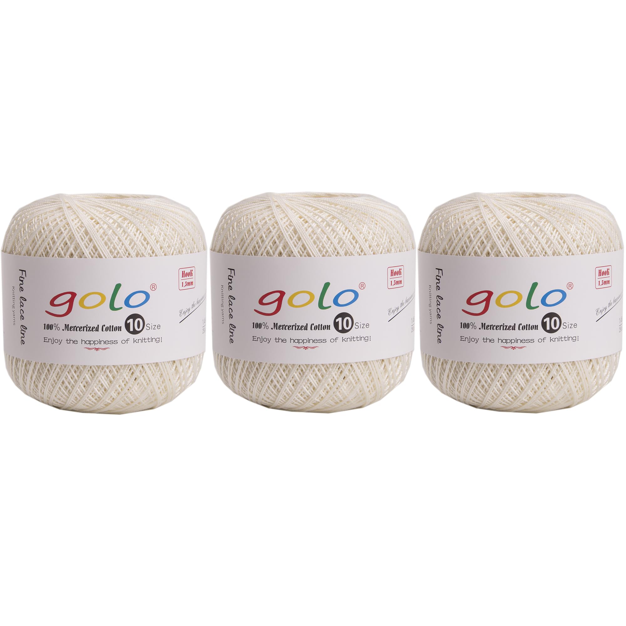 golo 3 Balls Crochet Thread Size 10 Crochet Yarn for Hand Knitting 802