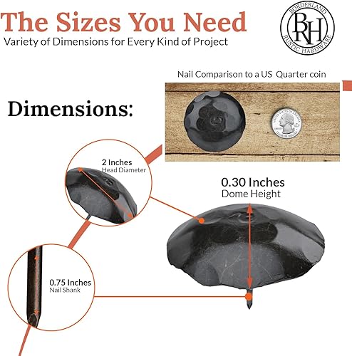 Miniatura 50 de 100 Pack 1" Small Round Head Iron Clavos Decorative Nails – Sealed Unfinished – Handmade Rustic Round Fasteners for Farmhouse Shutter, Faux Wood