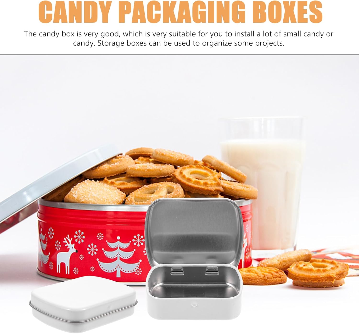 Tofficu Mini Tin Boxes 50 Pack White Metal Storage Containers