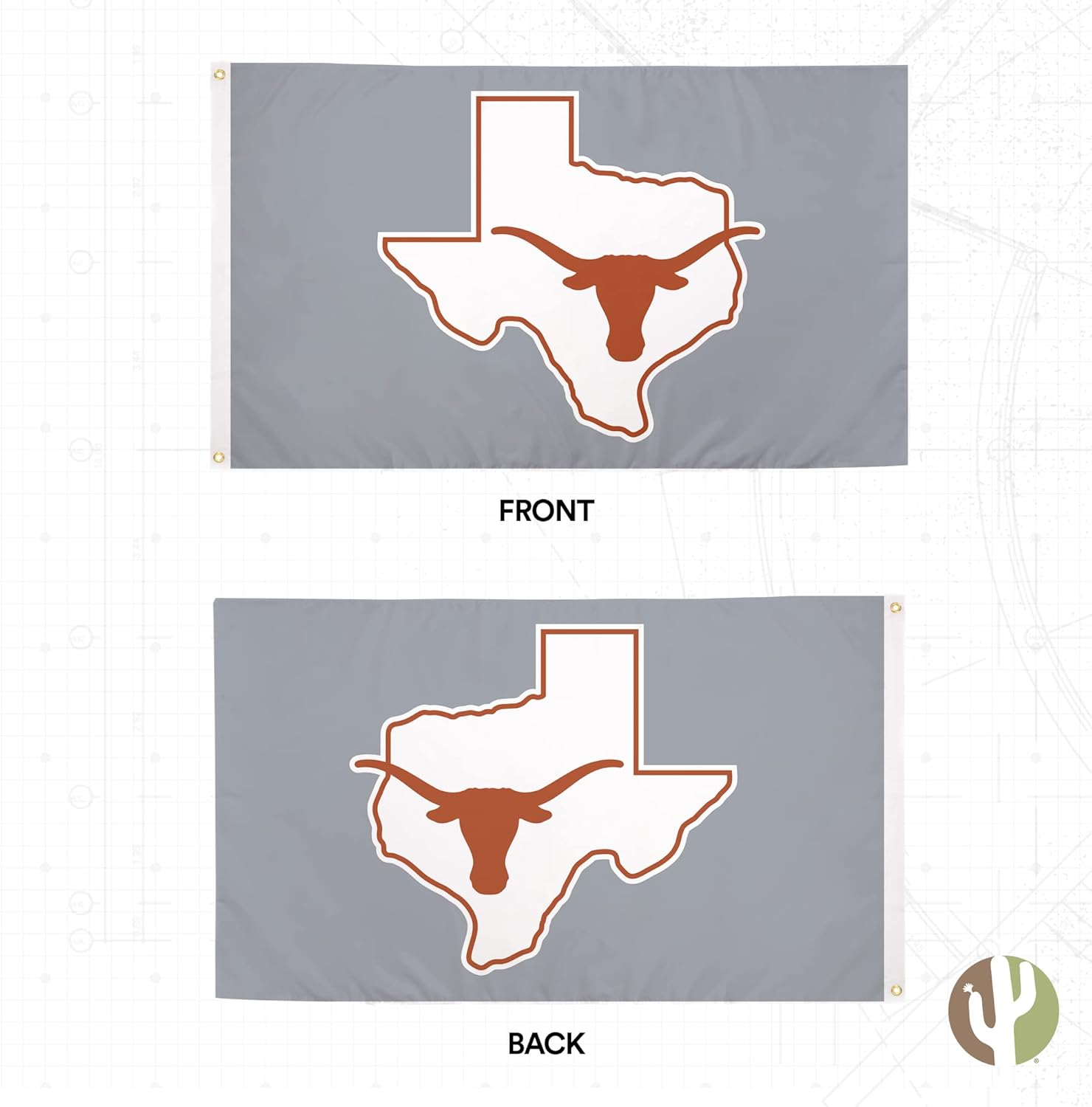 Desert Cactus University of Texas UT Flag - 3 x 5 Feet Longhorns Banner, Indoor/Outdoor Durable Fabric, 100% Polyester Design (Style 5)