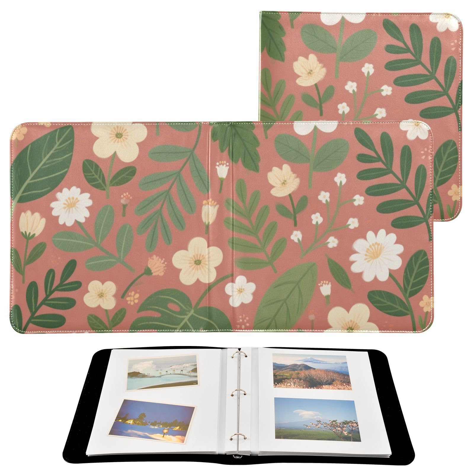 Photo Album 4x6, 5x7,6x8,Artificial Leather Photo Albums with 20 Detachable Sheets Plant Design for Family Wedding,Multi 12