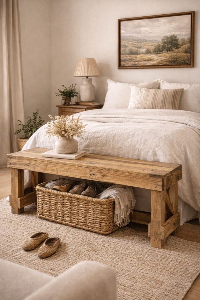 Genérico Banco DE Madera RECICLADA (90 cm x 30 cm x 43 cm)