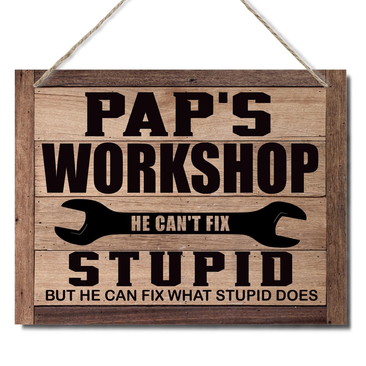 Pap's Workshop Sign - Father's Day Gift, Decorative Hanging Wood Plaque for Wall, Funny Gift for Mechanic, Cool Workshop Wall Hanging Decor, Farmhouse