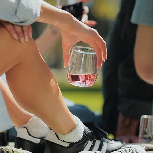 Miniatura 6 de Copas de vino irrompibles sin tallo, juego de 4, 12 onzas, aptas para lavavajillas, sin BPA, Tritan transparente, sin tallo, inastillables para