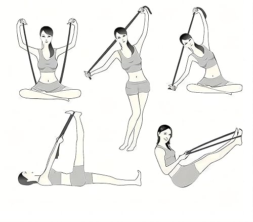 Miniatura 8 de Bandas de resistencia de fitness con asas, bandas de resistencia para entrenamiento, banda elástica ajustable para ejercicio y yoga, ejercicio de 3