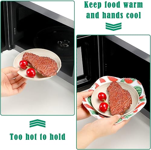 Miniatura 5 de CHENGU Juego de 5 soportes cómodos para microondas, soporte multiusos resistente al calor, almohadillas con patrón geométrico de frutas, a prueba de