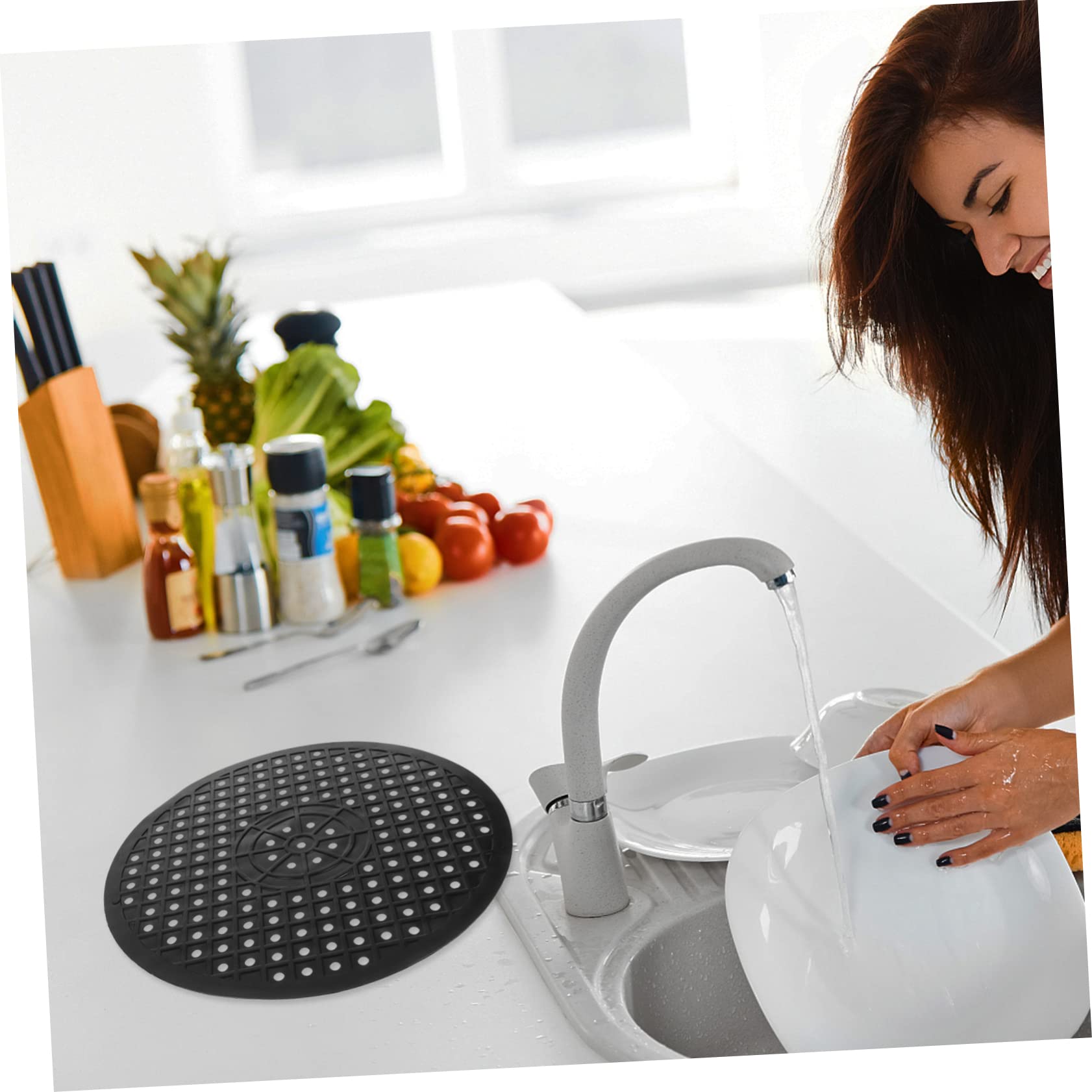 OKUMEYR 2Pcs Rubber Sink Dish Drying Mat Kitchen Sink Protector Pad for Draining Drying Kitchen Drying Mats for Dishes Sink Mat Protector for Kitchen Counter Use - Image 4