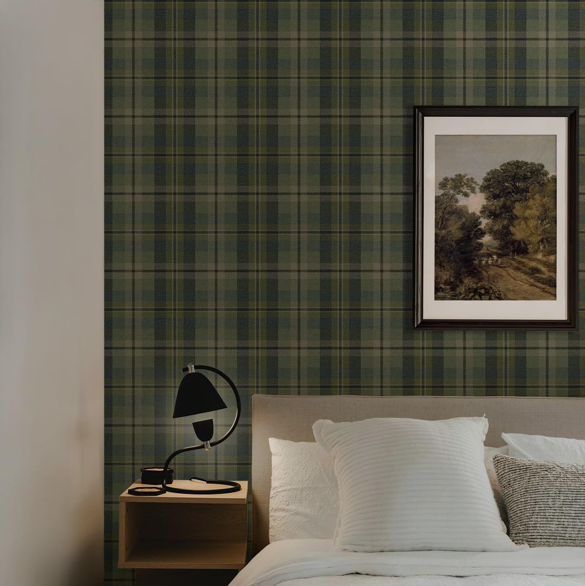 NextWall Harry & Grace Thornbury Tailored Plaid Peel and Stick Wallpaper (Greenery)