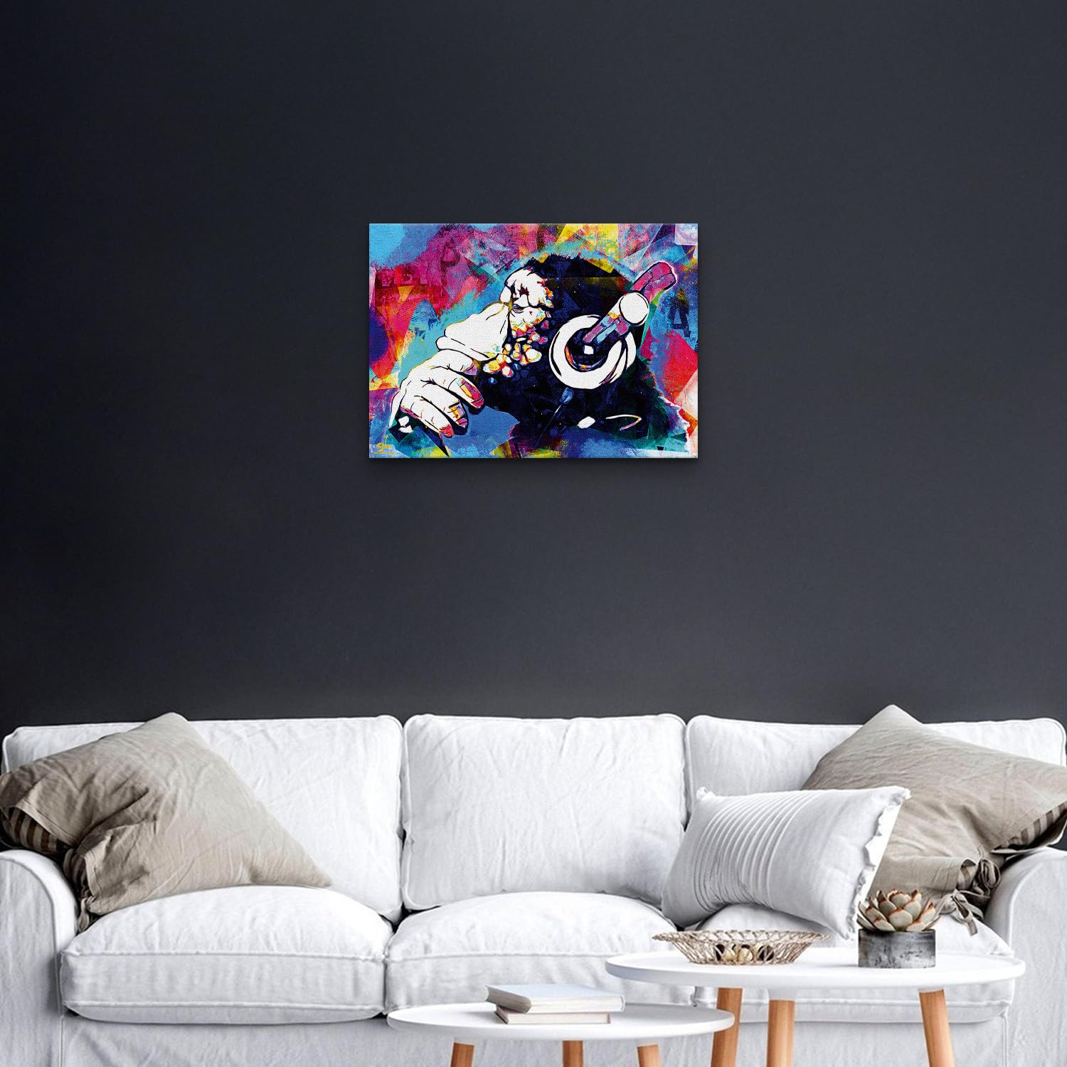 Giallobus - Quadro - Art Pop Art - Tela Standard - 70L x 50l cm - 11 - Music Monkey Pop Art - Pronto da appendere - Quadri moderni per la casa