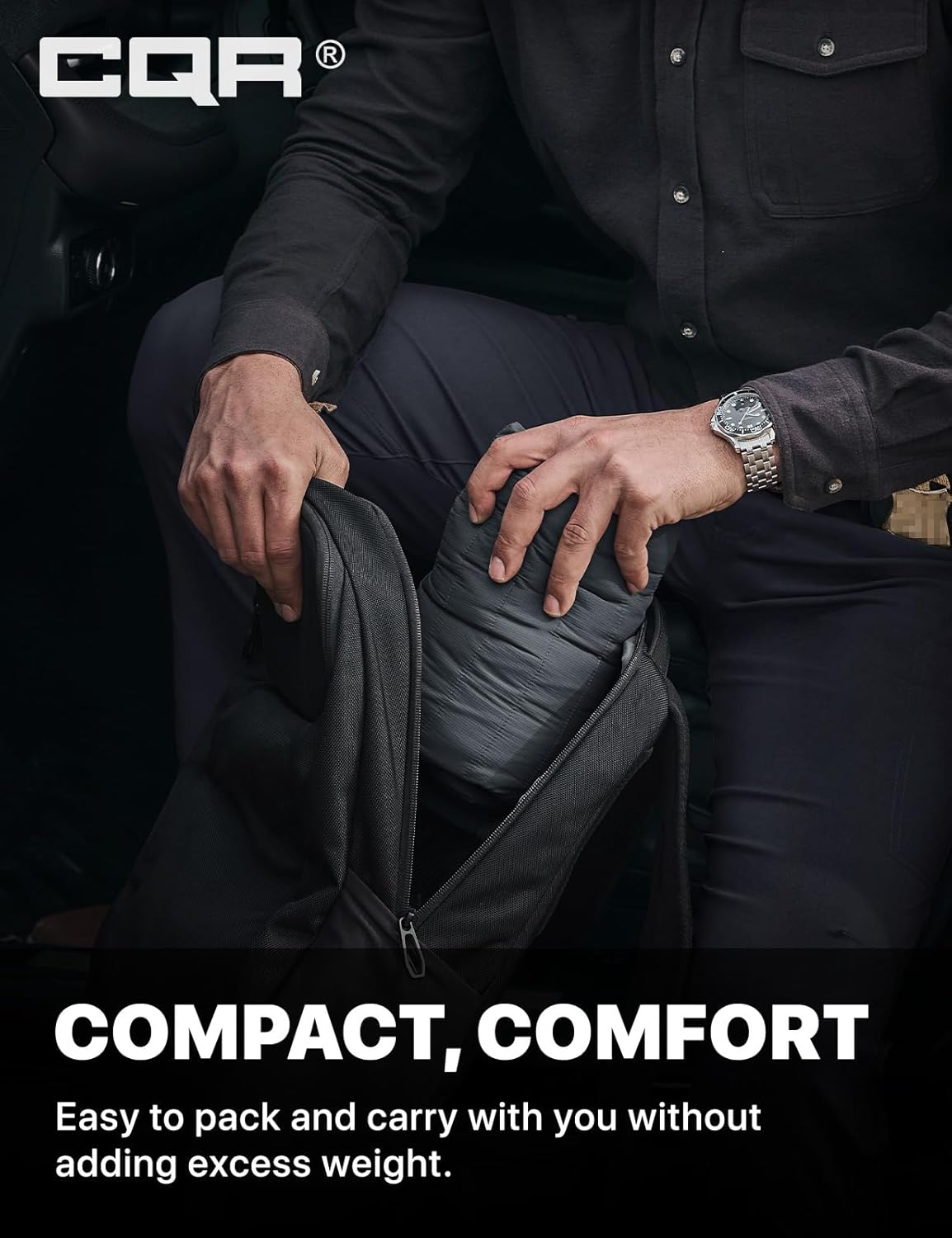 CQR Men's Lightweight Warm Insulated Jacket, Windproof Water Resistant Winter Active Coat for Hiking Work Outdoor Tactical - Image 6