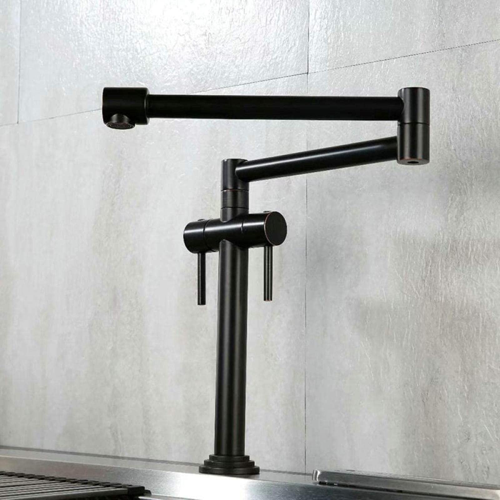 Küchenarmatur Massives Messing Schwenkkran Küchendeck montiert Faltbare Spüle Wasserhahn Mixer Nickel gebürstet/Schwarz/Chrom/Gold/ORB-ORB