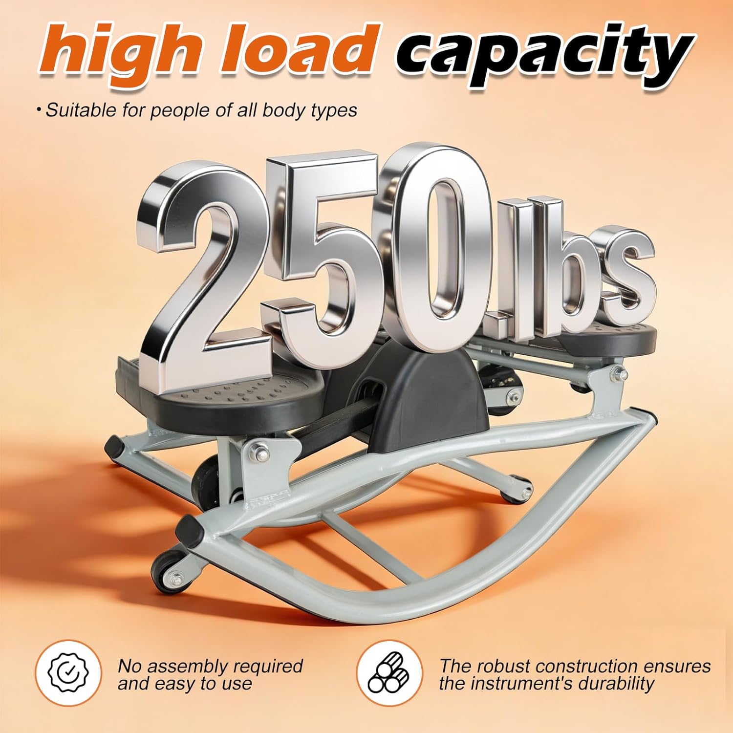 Lateral Rocking Fitness Stepper for Home Workout - Low Impact Side to Side Stepper Machine, Gentle on Knees and Joints, Portable Leg Glutes Abs Core Exerciser with LCD Monitor and Resistance Bands