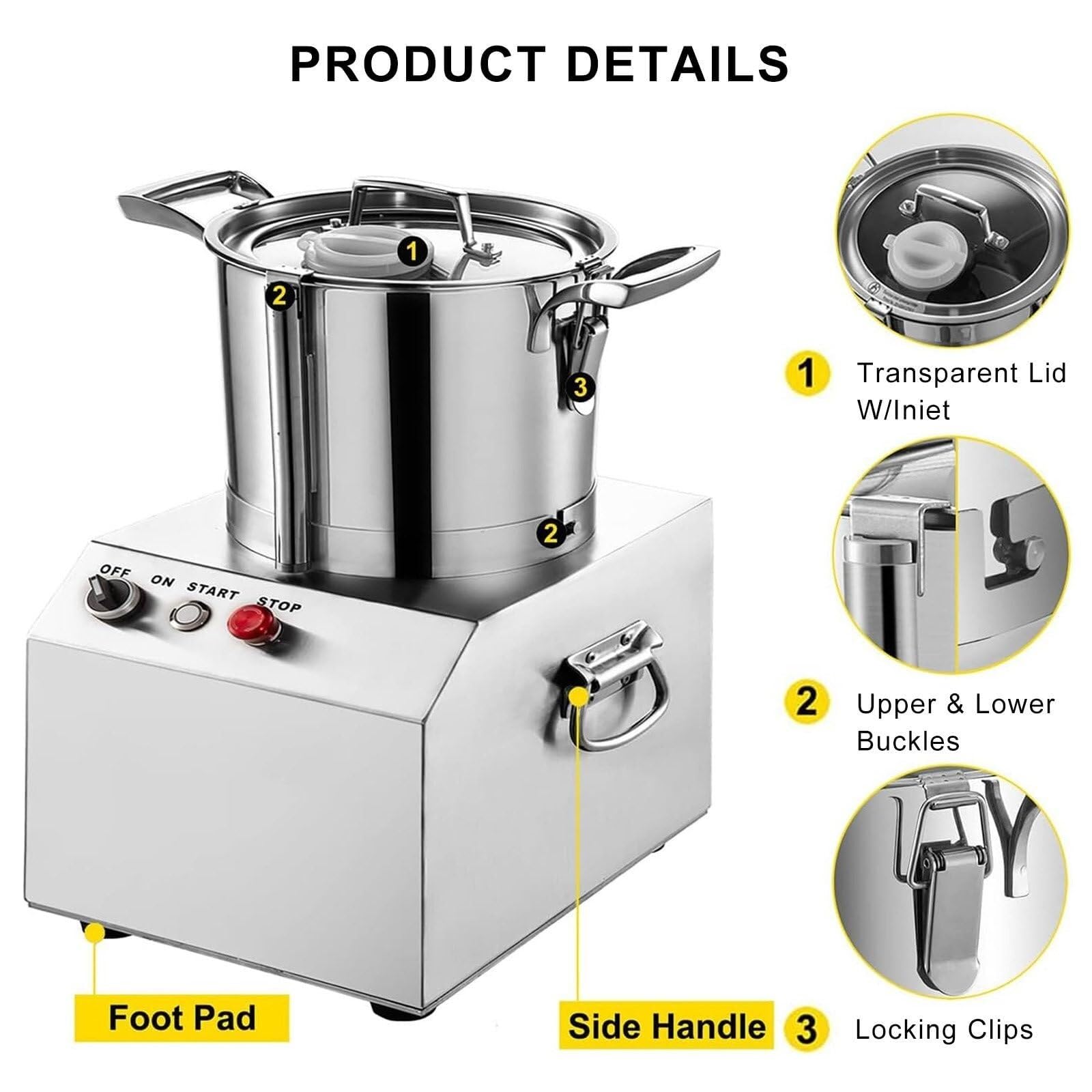 Tritatutto elettrico per cereali e frutta, 4 l, in acciaio inox, per la casa, 370 W, doppia lama girevole, adatto per ristoranti, mense, hotel (un colore, 110 V)
