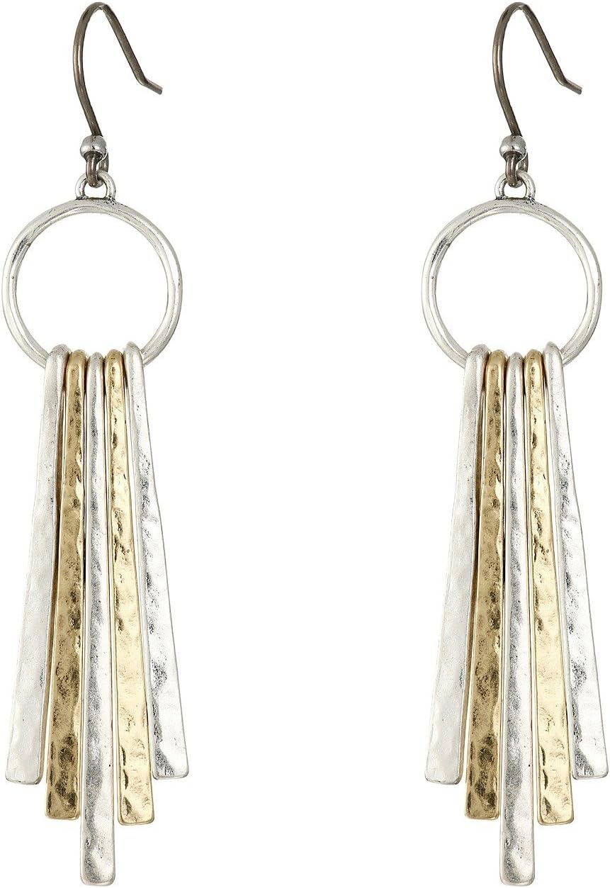 Metal Paddle Drop Silver Earrings