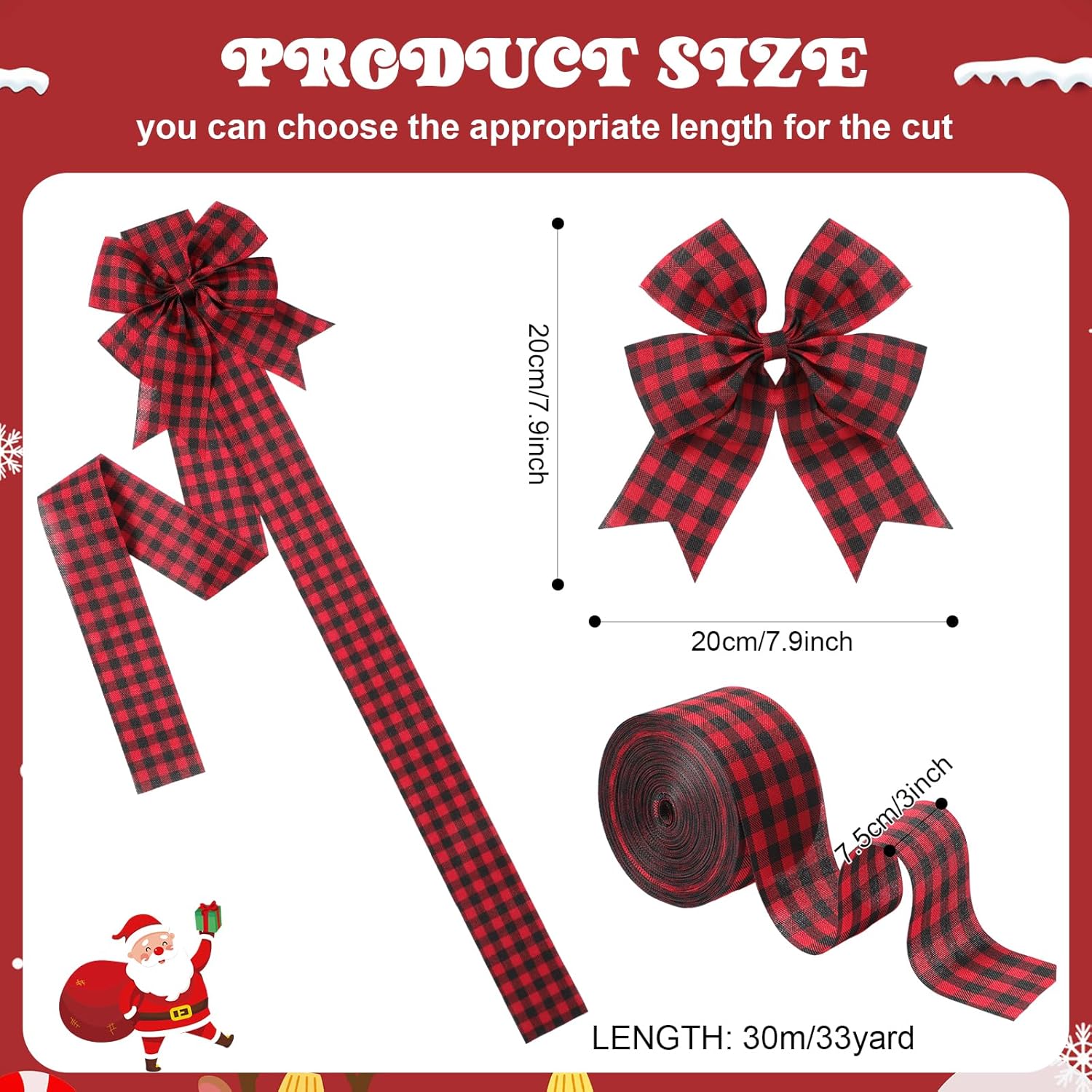 Syhood 12 Pcs Christmas Cabinet Ribbons 78.8 Inch Xmas Door Ribbon Cabinet Bows with Large Christmas Ribbons for DIY Holiday Festive Party Xmas Tree Decor Dining Kitchen Supplies(Red, Black)