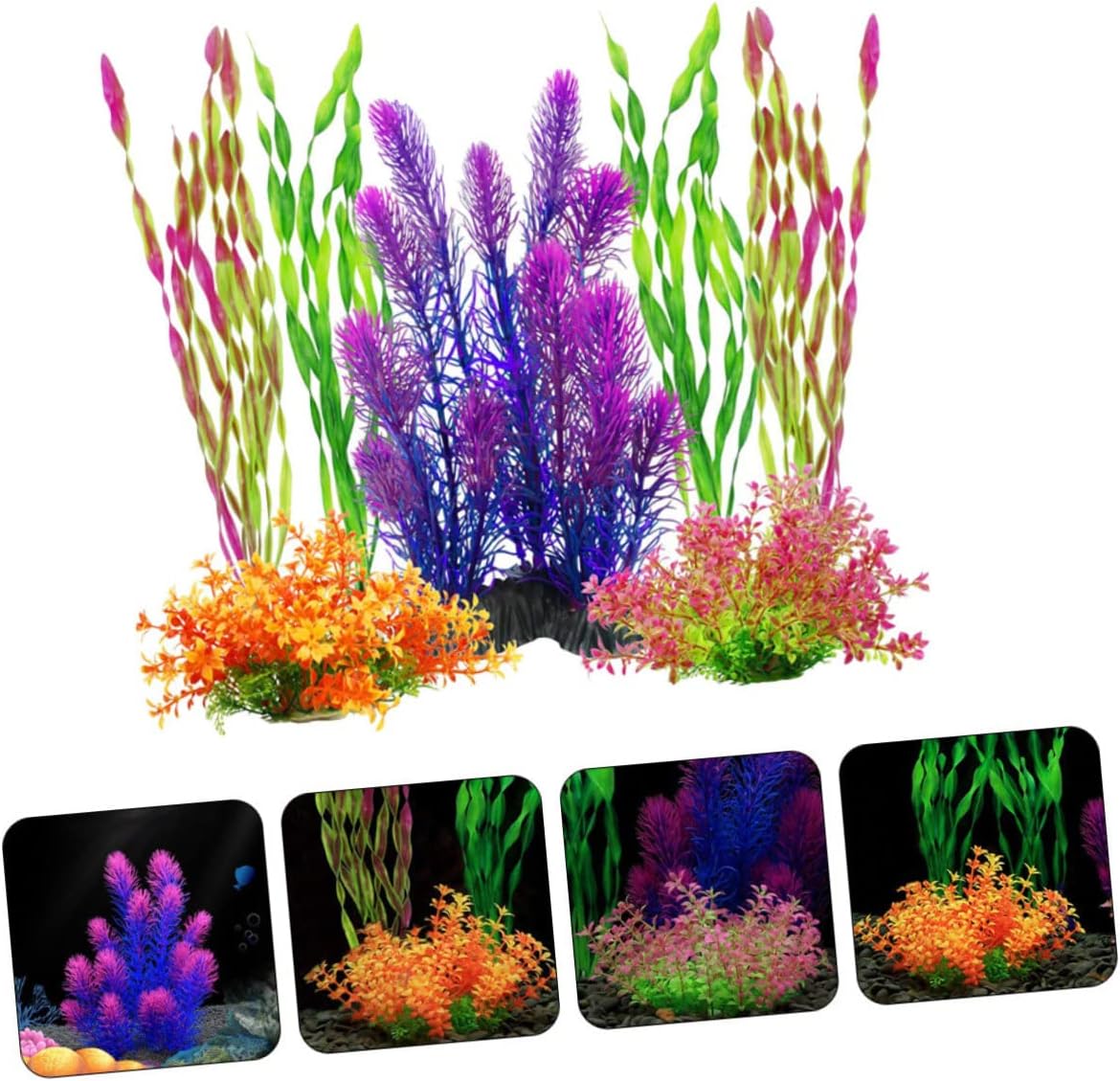 Housoutil 35pcs Simulation Grass Aquarium Plants Artificial Underwater Decor for Fish Tank Safe Fish Hiding Plants for Home Aquatic Landscape