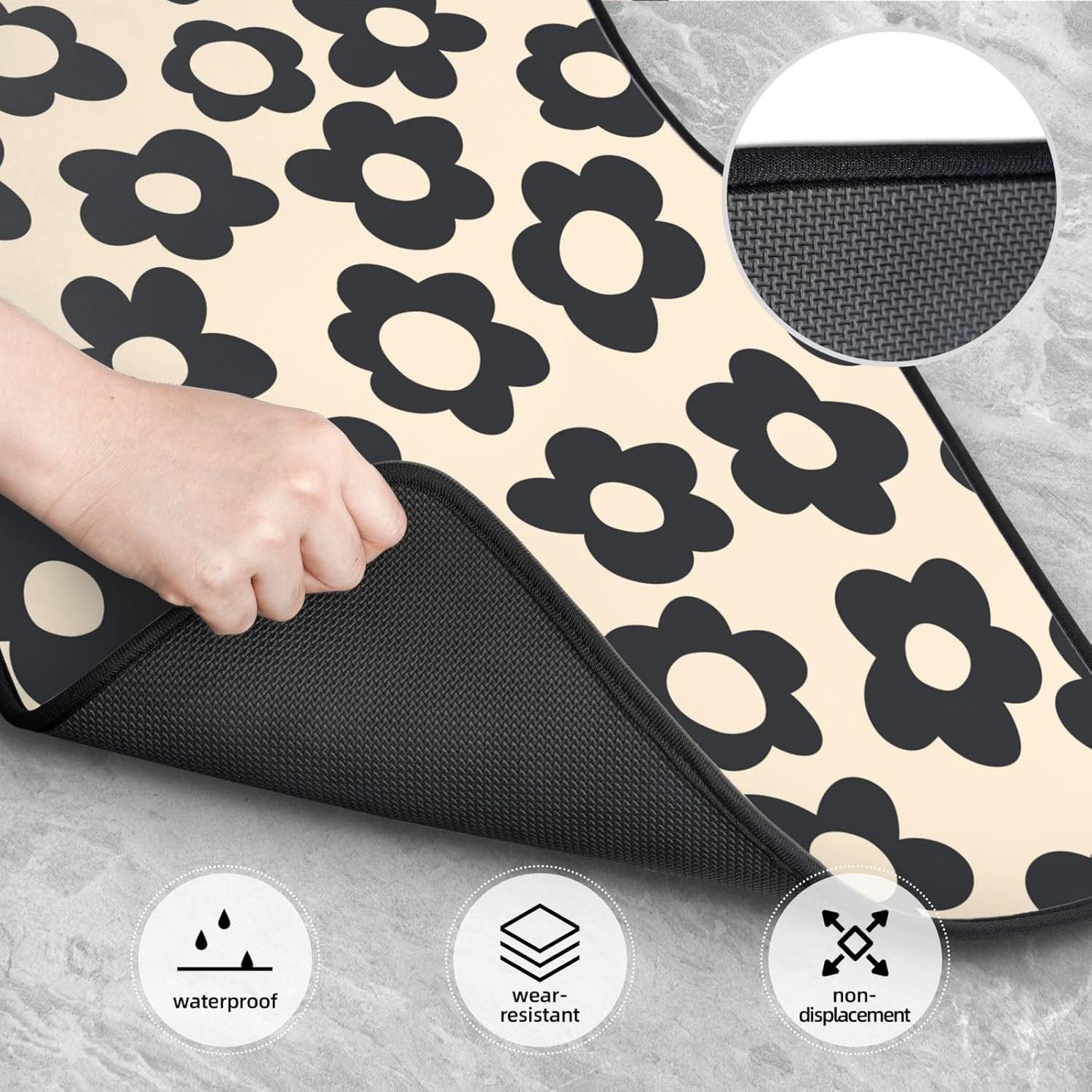 Vintage Groovy Flowers Car Floor Mats Set of 4 Universal Fit for Suvs Sedans Trucks Cars Set of 4 Auto Floor Carpets Rugs Non Slip - Image 3