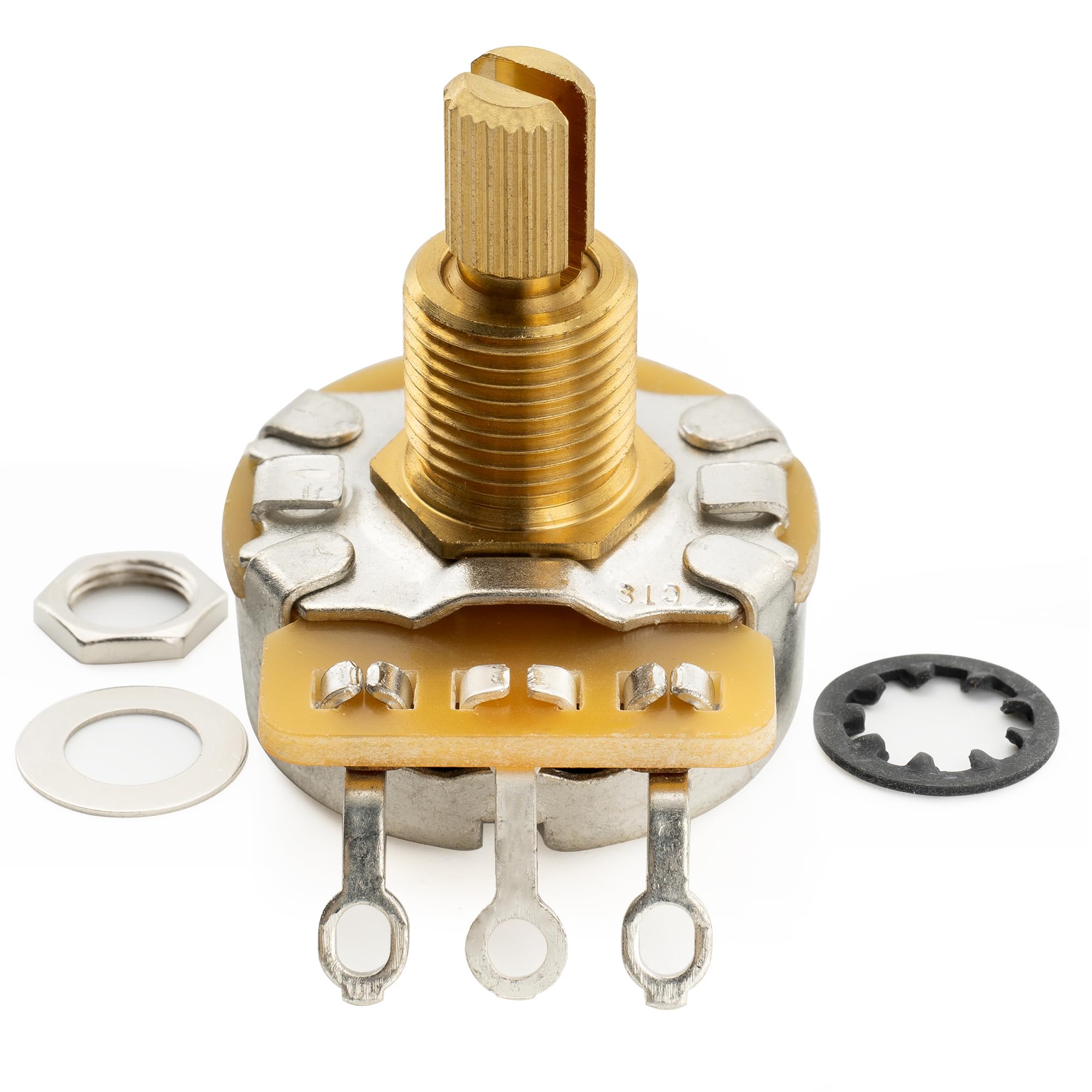 CTS 450G B500K Potenciómetros Latón Standard Split Shaft 3/8 Pulgada 10% Lineal Taper Poti para Guitarra Eléctrica Bajo(Set de 10)