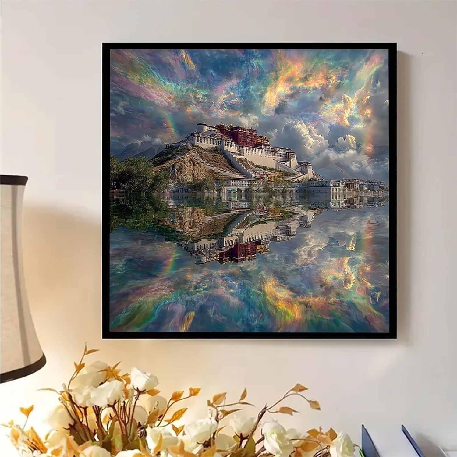 Lhasa Diamentowy obraz Potala, pałac, zestawy artystyczne, dla dorosłych, 5D, kryształowe zestawy artystyczne, dla dorosłych, DIY, kwadratowe, pełne wiercenie, kamienie szlachetne, haft, obrazy