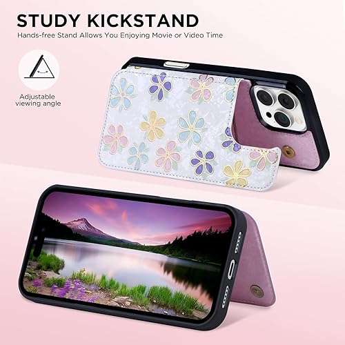 Miniatura 326 de UEEBAI Funda tipo cartera para iPhone 15 Pro Max con tarjetero, cubierta de cuero PU con soporte, bloqueo RFID, doble cierre magnético, relieve de