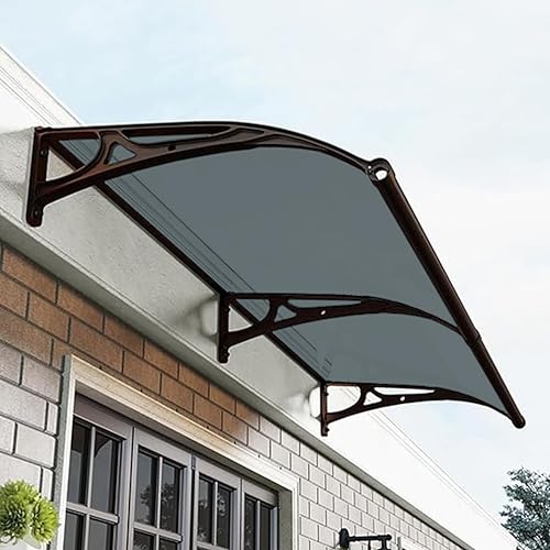 Miniatura 7 de Toldo para ventana de puerta exterior con soporte de aluminio, toldo voladizo de puerta delantera con soporte negro para persiana, protección UV,