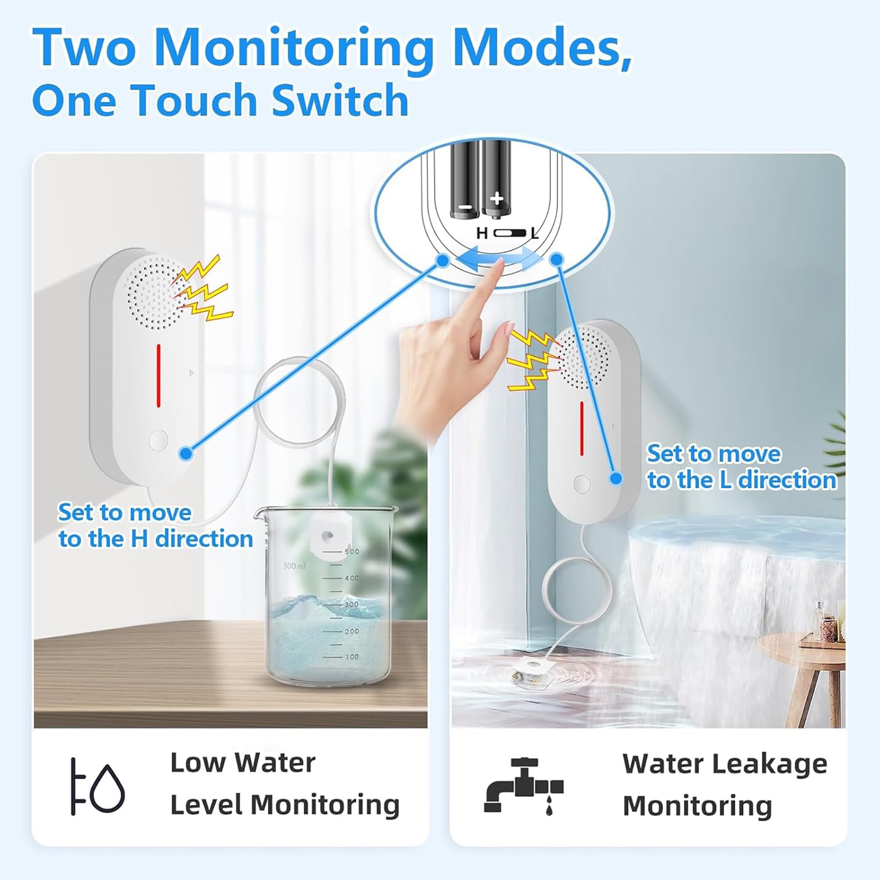 WiFi Water Leak Detector Alarm: Intelligent Water Sensor, 100 dB Low Water Level Sensor with Tuya APP Remote Monitoring, Wireless Tank Level Monitor for Basement, Kitchen, Bathroom (1PCS) - Image 3