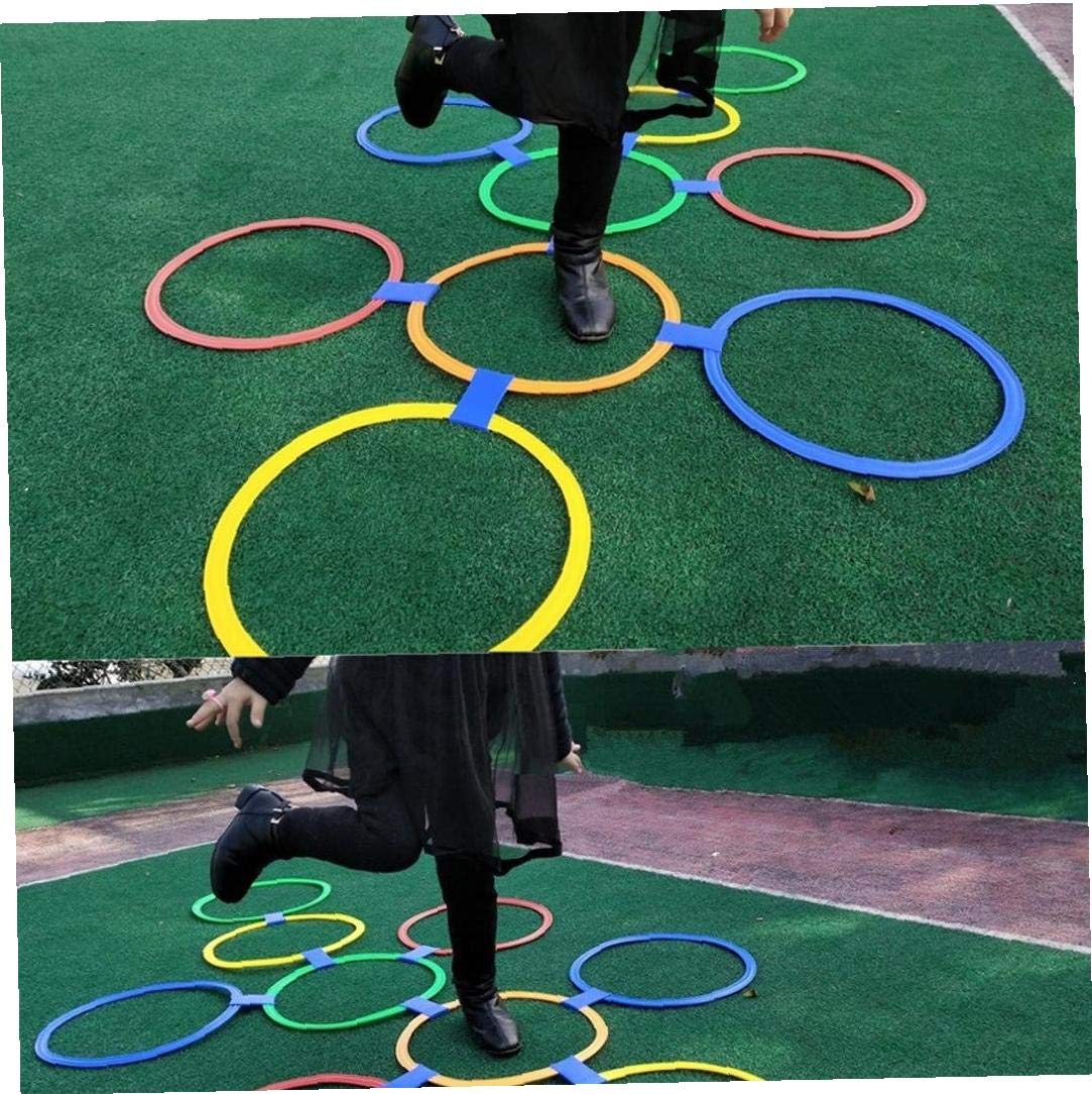 Jeu d'anneaux en marelle avec 10 cerceaux et 10 connecteurs pour enfants, jouets sensoriels, jeux d'intérieur et d'extérieur / Jeux de plein air et sports