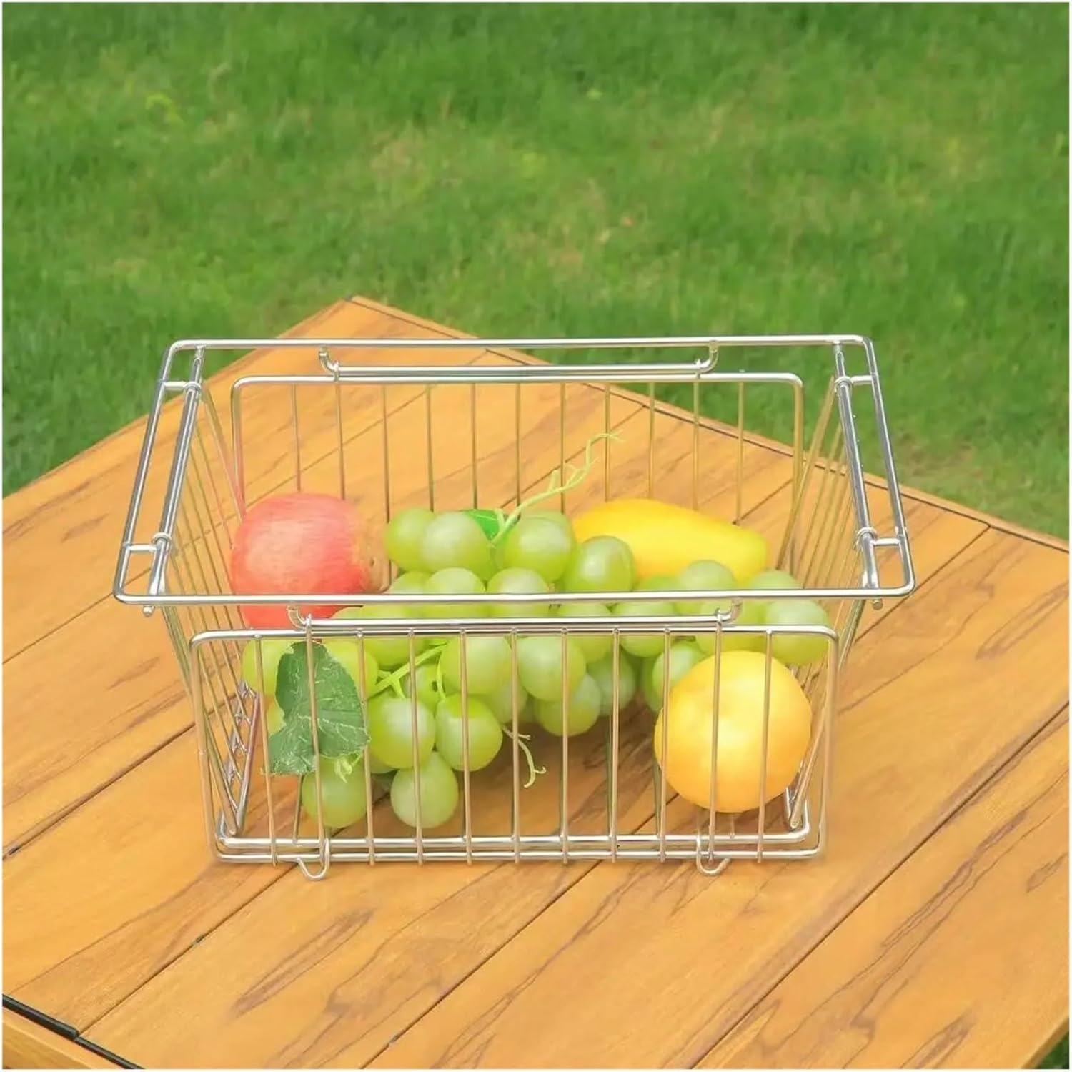 Stainless Steel 1-Unit Folding Drain Basket, Camping Table Vegetable Washing Storage Accessories
